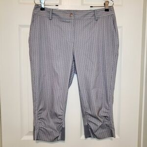 Annika Cutter & Buck CAPRI GOLF Pants SZ 8 STRETCH Grey/White Print LIGHTWEIGHT